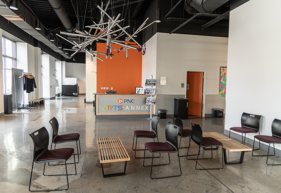 The lobby of the PNC Arts Annex