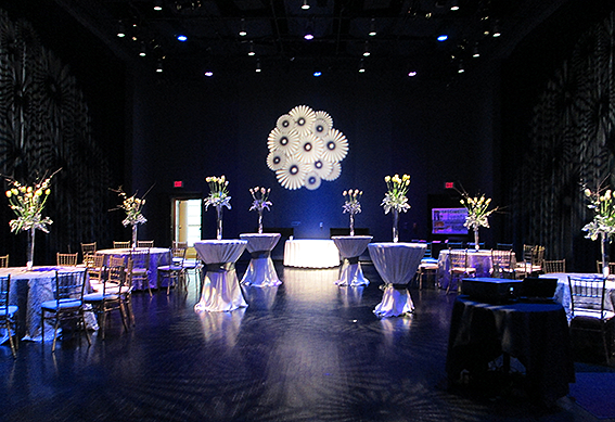 The Mathile Theatre at the Schuster Center set up for an event.