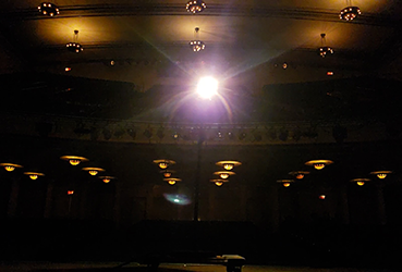 Ghost light on stage at the Victoria Theatre