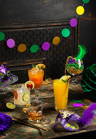 Mardi Gras beverages and celebration